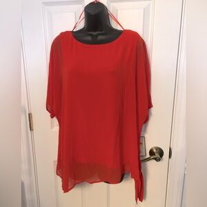 NWT Dana Buchman  women’s XL vibrant orange asymmetrical short sleeve top